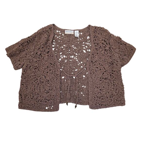 Alfred Dunner Crochet Granola Girl Cottagecore Y2K Short Sleeve Cardigan Size 2X - Picture 1 of 5